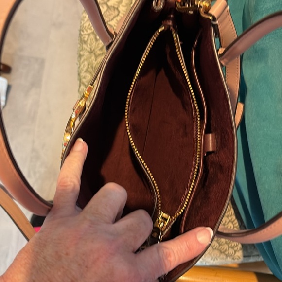 Kate Spade Satchel Crossbody bag pebble leather dusty Rose ♠️ gold tone decor - Picture 11 of 17